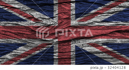 United Kingdom flag with old wooden background . 32404128