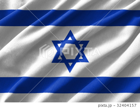 Israel flag painting on wave cotton fabrics . 32404157