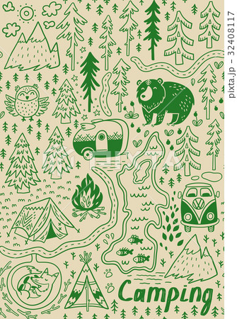Summer camp and national park seamless pattern 32408117