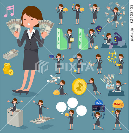 flat type Gray suit business woman_money 32408455