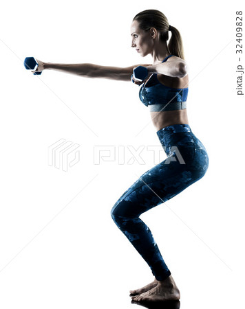 woman fitness weights excercises silhouette  32409828