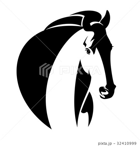 horse head simple black and white vector design 32410999