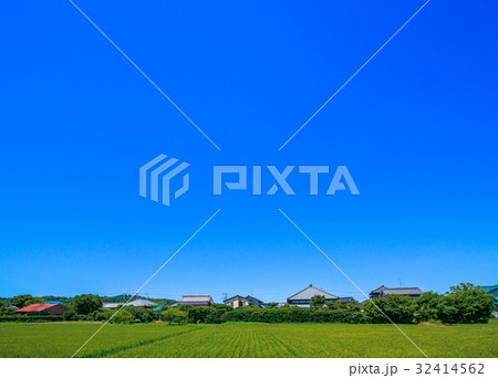 千葉県一宮町の快晴の田園風景 32414562