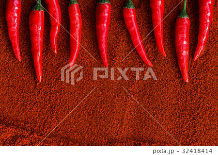 red hot chili peppers, popular spices concept - 32418414