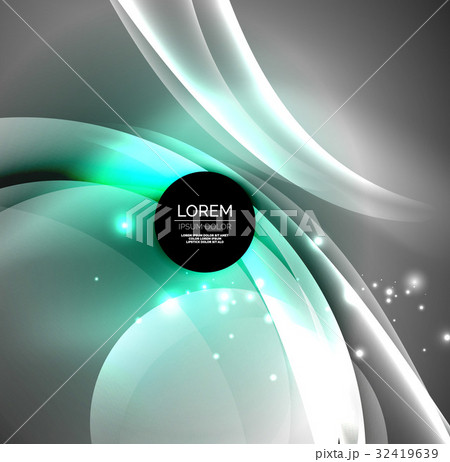 Digital illustration, glowing waves and circles 32419639