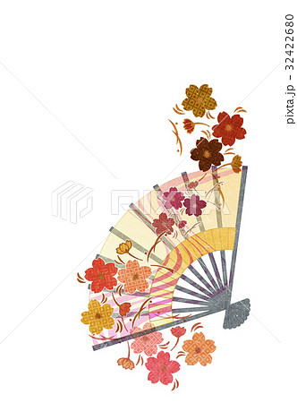 扇子と花 和風背景 シリーズ のイラスト素材 32422680 Pixta