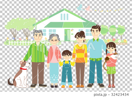 Three generations family and house 32423434