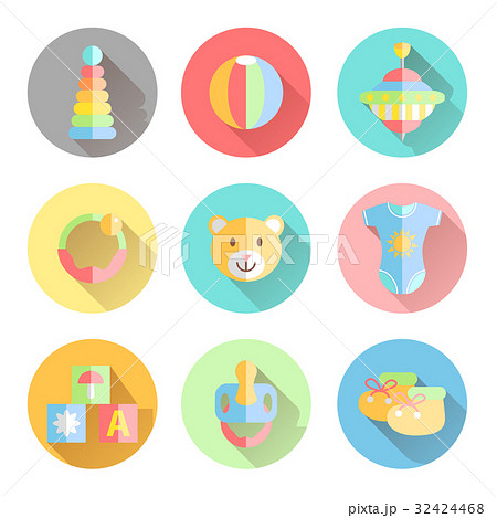 Newborn infant themed cute flat icon set. Baby Newborn infant themed cute flat icon set. Baby 32424468