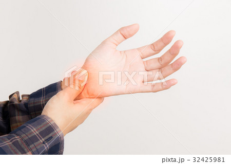 woman hands pain on white background 32425981