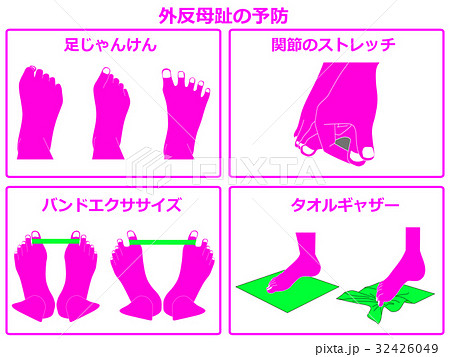 外反母趾の予防運動（ピンク色・説明あり） 32426049