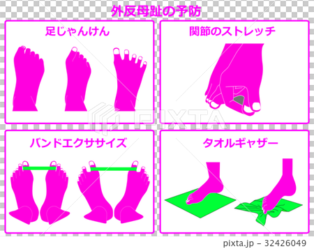 外反母趾の予防運動（ピンク色・説明あり） 32426049
