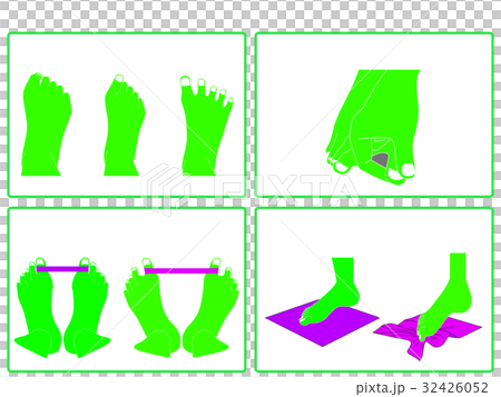 外反母趾の予防運動（緑色・説明あり） 32426052