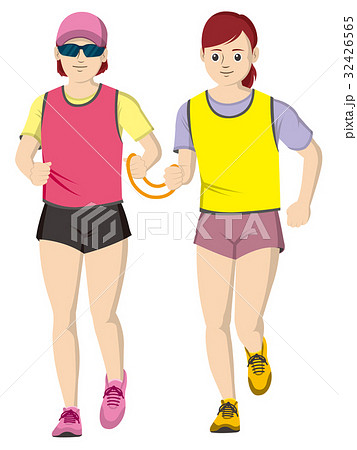 視覚障害者マラソン女性 32426565