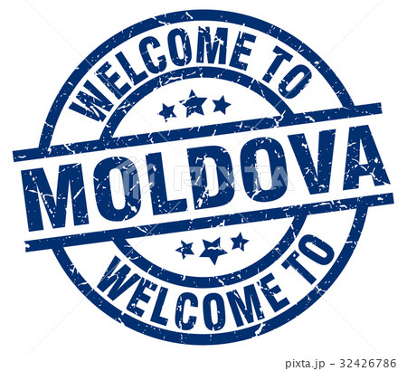 welcome to Moldova blue stamp 32426786