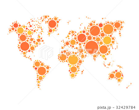 Vector world map mosaic of orange dots in various 32429784