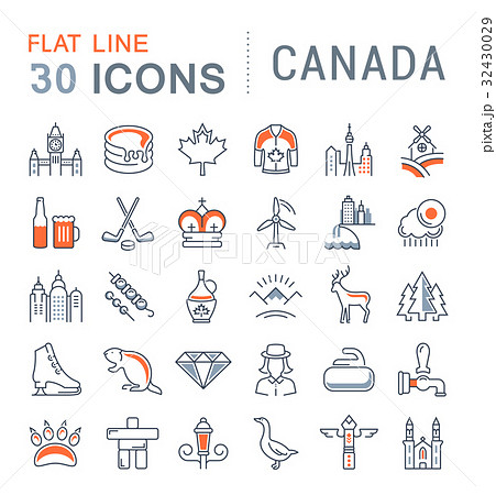 Set Vector Flat Line Icons Canada 32430029