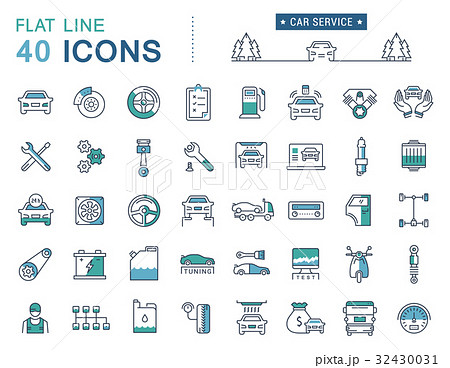Set Vector Flat Line Icons Car Service Set Vector Flat Line Icons Car Service 32430031