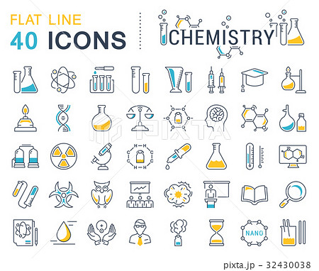 Set Vector Flat Line Icons Chemistry Set Vector Flat Line Icons Chemistry 32430038
