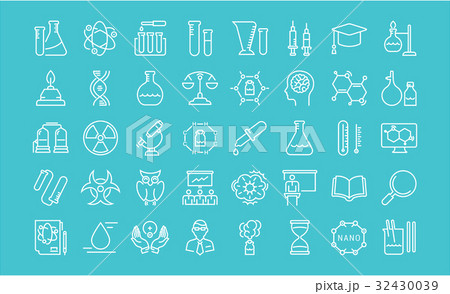 Set Vector Flat Line Icons Chemistry 32430039