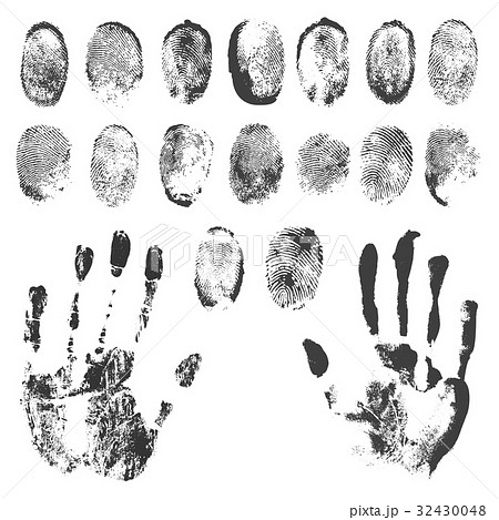 Set of Black Fingerprints on White Background 32430048