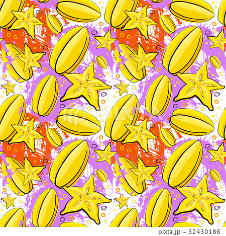 Seamless Pattern Carambola Fruits Exotic Ornament 32430186