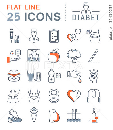 Set Vector Flat Line Icons Diabet 32430257