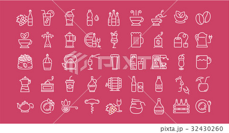 Set Vector Flat Line Icons Drinks and Alcohol 32430260
