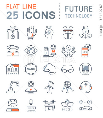 Set Vector Flat Line Icons Future Technology 32430287