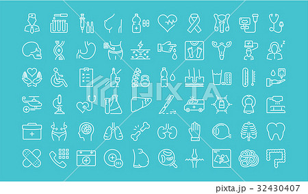 Set Vector Flat Line Icons Medicine 32430407