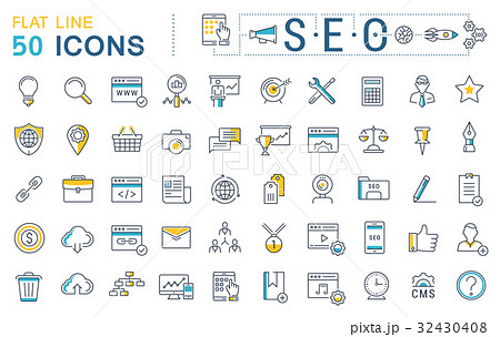 Set Vector Flat Line Icons SEO 32430408