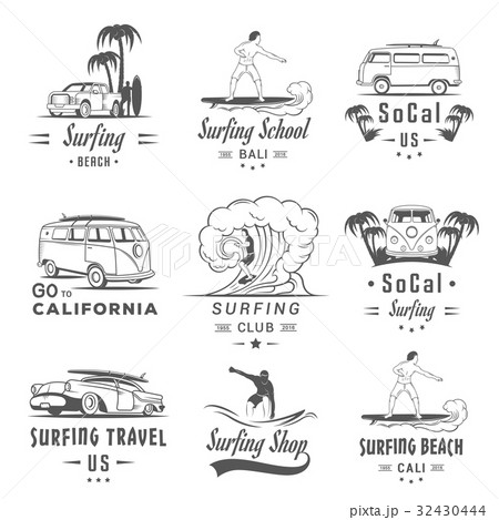 Vector Set Surf Badges, Label and Logos 32430444
