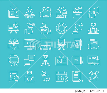 Set Vector Flat Line Icons Television Set Vector Flat Line Icons Television 32430464