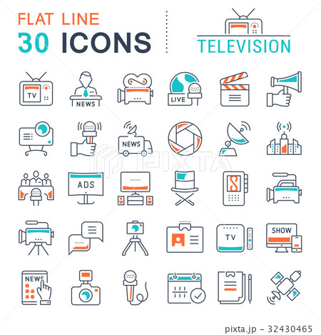 Set Vector Flat Line Icons Television Set Vector Flat Line Icons Television 32430465