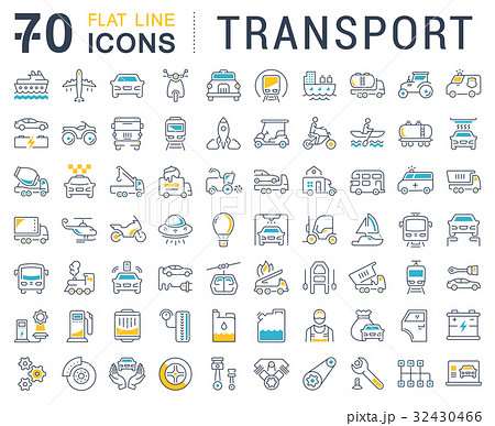 Set Vector Flat Line Icons Transport Set Vector Flat Line Icons Transport 32430466