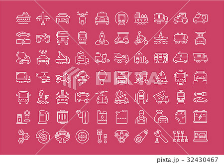 Set Vector Flat Line Icons Transport Set Vector Flat Line Icons Transport 32430467