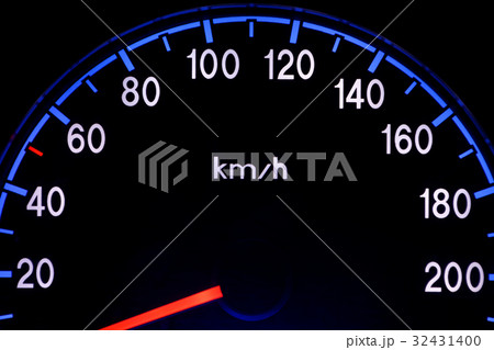 Close up shot of a speedometer in a car 32431400