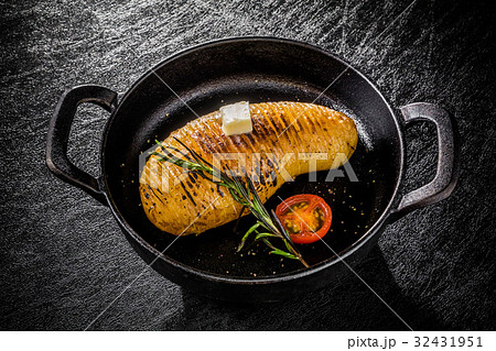 スウェーデン風ベイクドポテト Swedish Style Baked Potato の写真素材