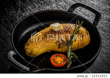 スウェーデン風ベイクドポテト Swedish Style Baked Potato の写真素材