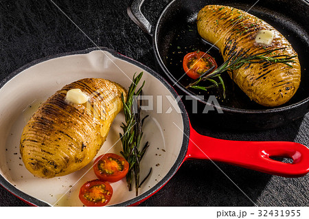 スウェーデン風ベイクドポテト Swedish Style Baked Potato の写真素材