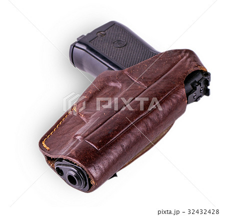 Pistol in holster isolated on white 32432428