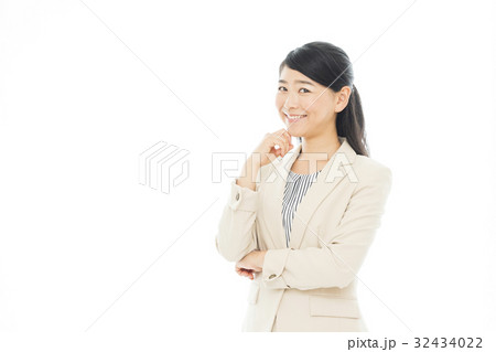 ビジネスウーマン　考える　白バック 32434022