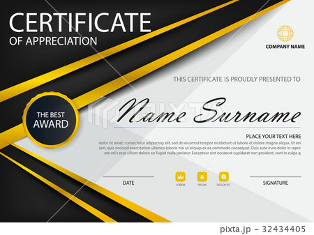 Gold black Elegance horizontal certificate Vector 32434405