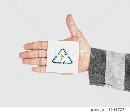 Hand holding network graphic overlay billboard 32437274
