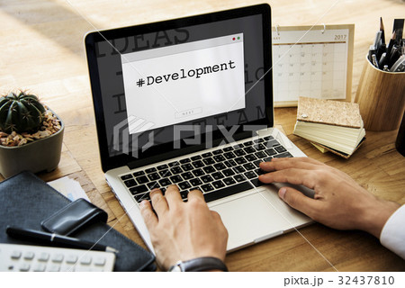 Computer Screen with Window Popup Development Word 32437810