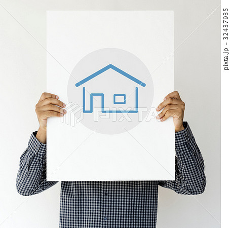 Man holding billboard network graphic overlay Man holding billboard network graphic overlay 32437935