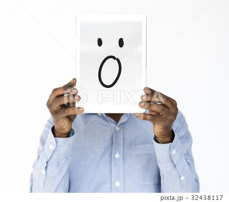 Illustration of wow surprise face on banner 32438117