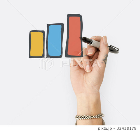 Hand working on network connection graphic 32438179