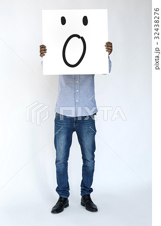 Illustration of wow surprise face on banner 32438276