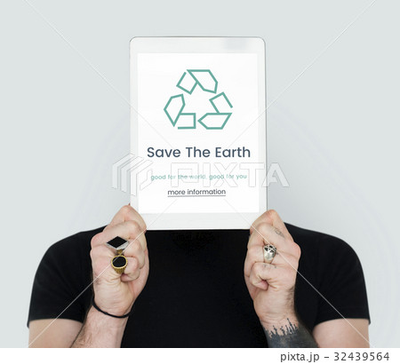 Recycle concept word on a device screen Recycle concept word on a device screen 32439564