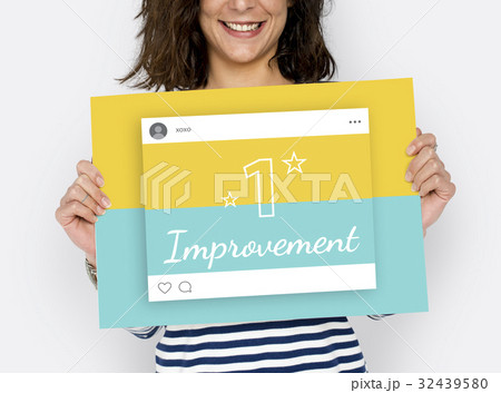 Woman holding billboard network graphic overlay Woman holding billboard network graphic overlay 32439580